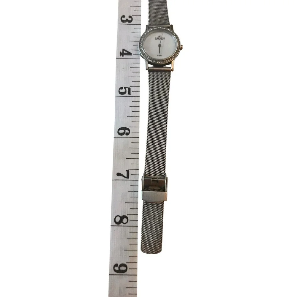 Grenen Denmark M34SSSW Womens Quartz Mesh Steel Watch Crystal Bezel New Battery